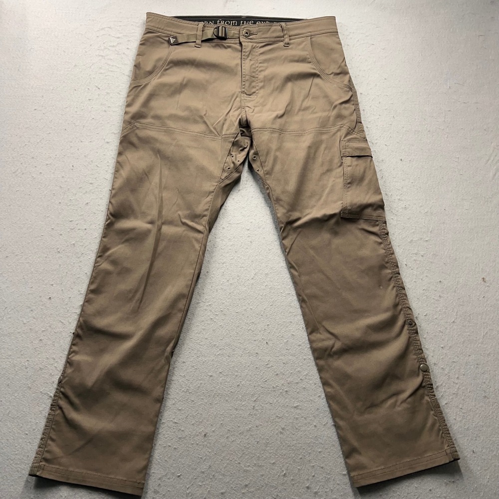 Prana Zion Straight Fit Hiking Pants Mens 33x30 Khaki Brown Stretch Cargo 1235